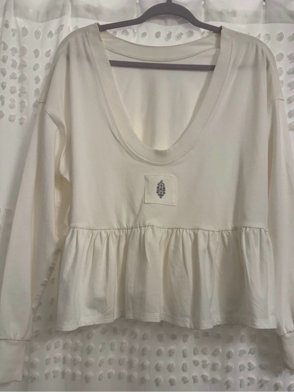 FP Movement by Free People Cream Peplum Scoop-Neck Sweatshirt